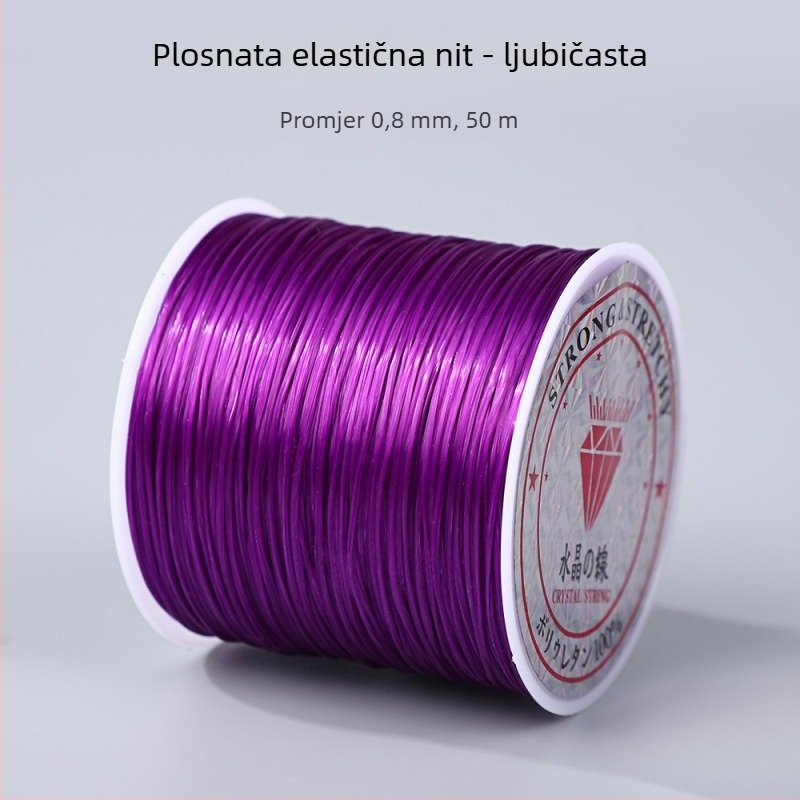 50 m šarene plosnate elastične vrpce 0,8 mm za narukvice i navlačenje perli, DIY elastični konac
