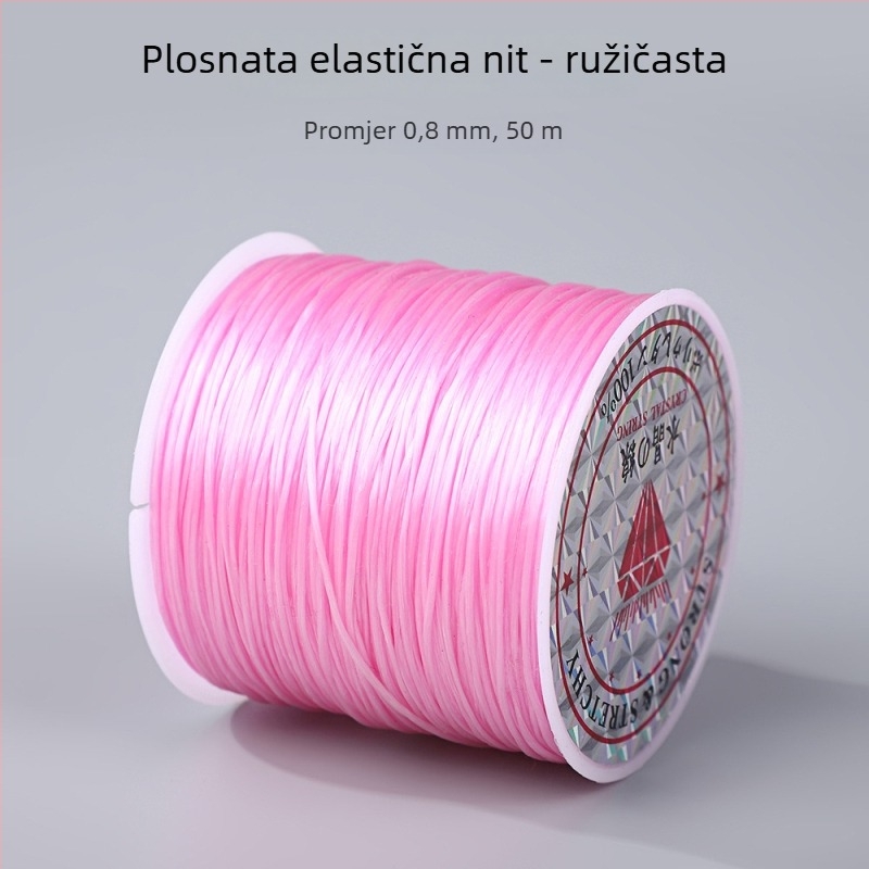 50 m šarene plosnate elastične vrpce 0,8 mm za narukvice i navlačenje perli, DIY elastični konac