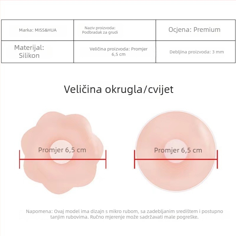 Nevidljive silikonske naljepnice za grudi za male grudi, push-up efekt, prozirni ulošci u grudnjak