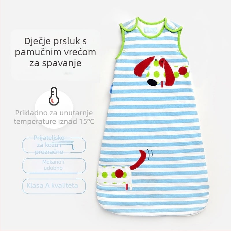 Beba spavaći vak bez rukava, stil veste, jesen-zimska debljina, punjenje vlaknom, 95% pamuka, čisti pamuk, do 1 kg