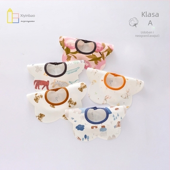 Baveta za novorođenčad s 360° rotacijom, dvostruki pamučni bryndak, vodootporan, unisex, za 0–12 mjeseci