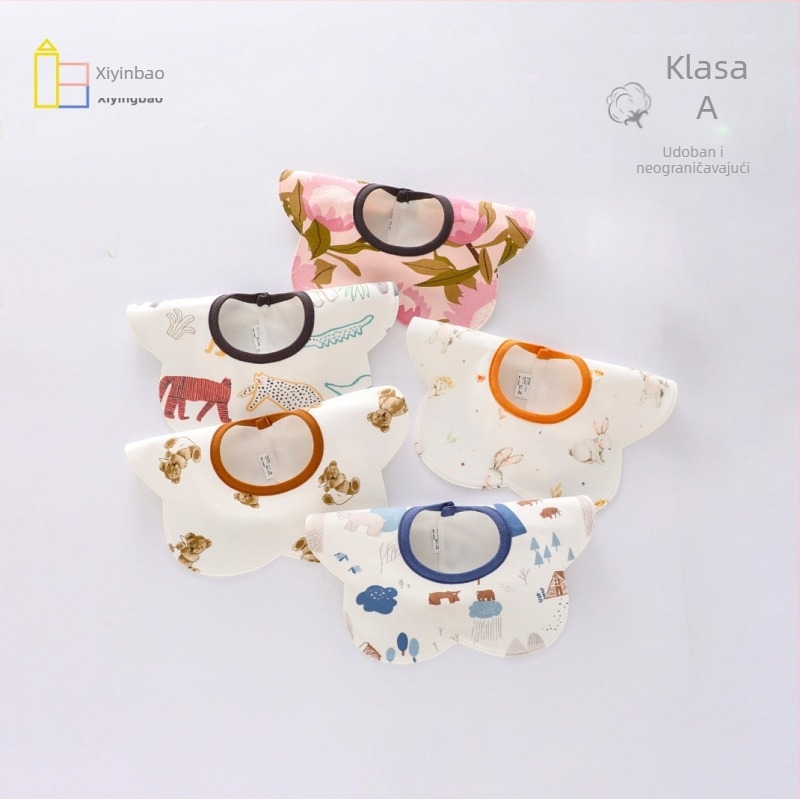 Baveta za novorođenčad s 360° rotacijom, dvostruki pamučni bryndak, vodootporan, unisex, za 0–12 mjeseci