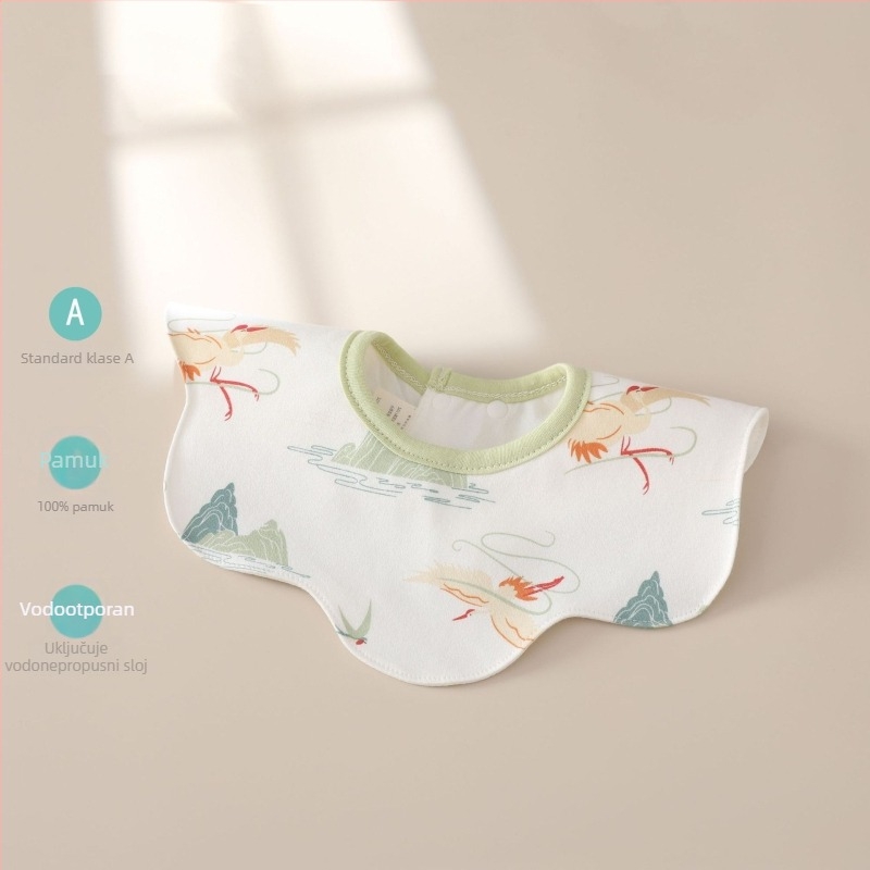 Baveta za novorođenčad s 360° rotacijom, dvostruki pamučni bryndak, vodootporan, unisex, za 0–12 mjeseci