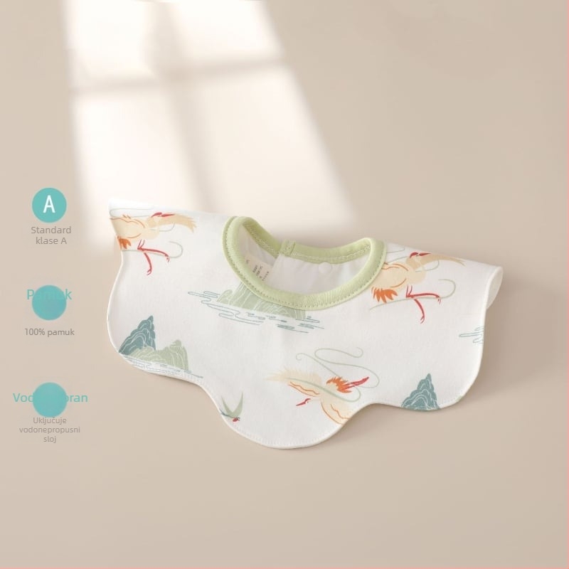 Baveta za novorođenčad s 360° rotacijom, dvostruki pamučni bryndak, vodootporan, unisex, za 0–12 mjeseci