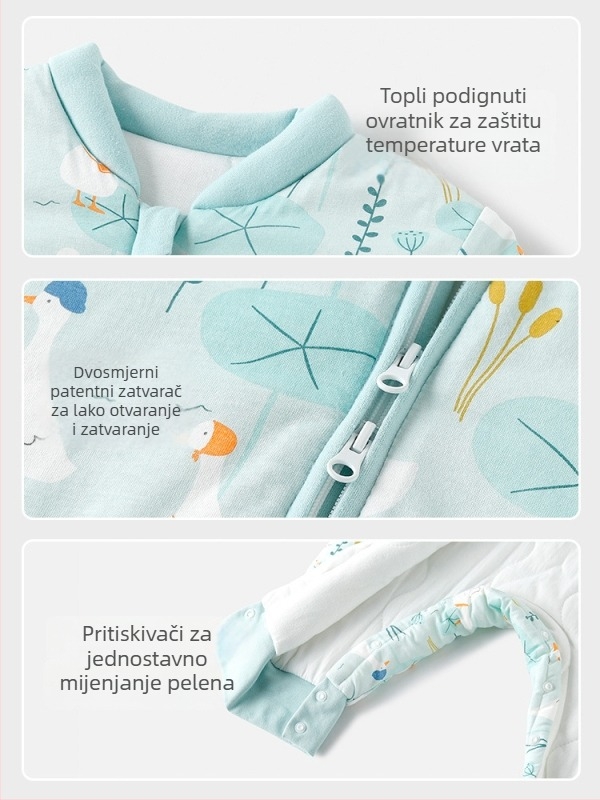 Spavaći vreć za djecu s podijeljenim nogama, debele za jesen i zimu, sve sezone, s konstantnom temperaturom
