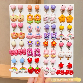 Dječje naušnice-klipse bez probijanja — slatka princeza crtani dizajn za djevojčice, proljeće 2024