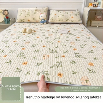 Lateks hlađenje madraca, trodijelni set s plahtom od ice silk, strojno pranje, ljetni madrac