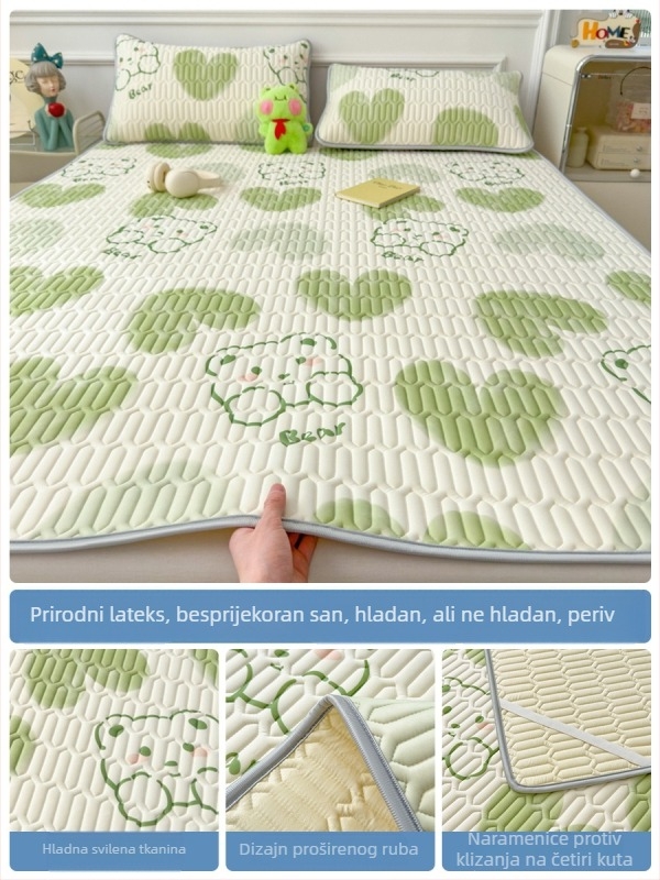 Lateks hlađenje madraca, trodijelni set s plahtom od ice silk, strojno pranje, ljetni madrac