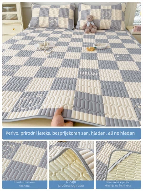 Lateks hlađenje madraca, trodijelni set s plahtom od ice silk, strojno pranje, ljetni madrac