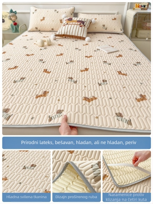 Lateks hlađenje madraca, trodijelni set s plahtom od ice silk, strojno pranje, ljetni madrac