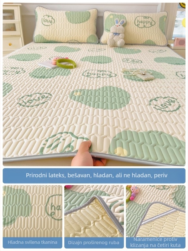 Lateks hlađenje madraca, trodijelni set s plahtom od ice silk, strojno pranje, ljetni madrac