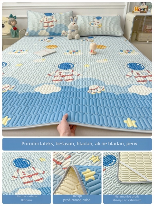 Lateks hlađenje madraca, trodijelni set s plahtom od ice silk, strojno pranje, ljetni madrac