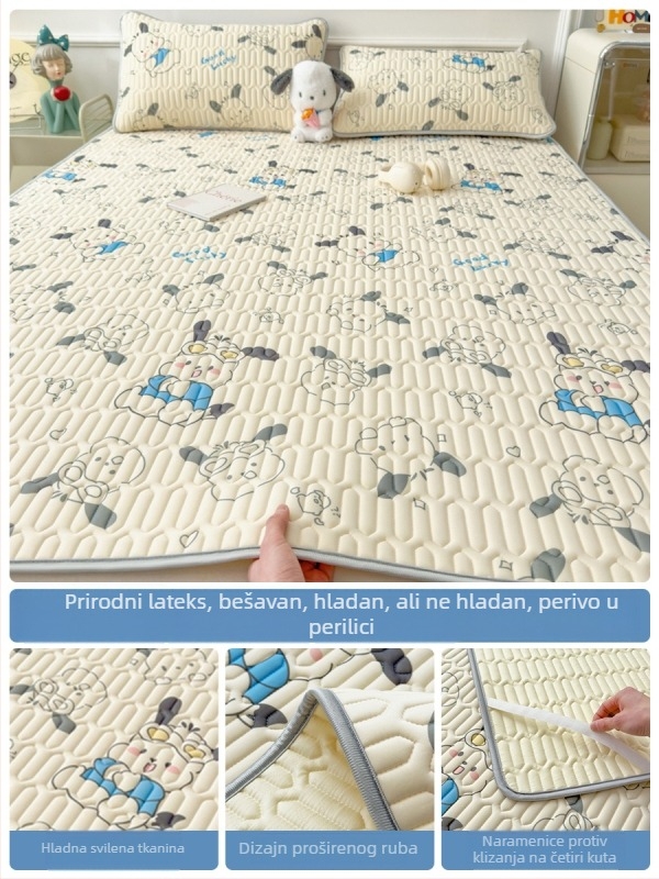 Lateks hlađenje madraca, trodijelni set s plahtom od ice silk, strojno pranje, ljetni madrac