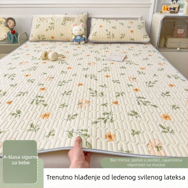 Lateks hlađenje madraca, trodijelni set s plahtom od ice silk, strojno pranje, ljetni madrac