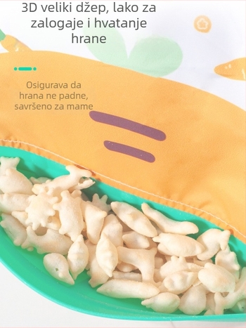 Dječji hranilni šal – vodootporan i otporan na prljavštinu, silikon za hranu, poliester, karikaturni uzorak, za dojenčad i malu djecu (0–3 godine)