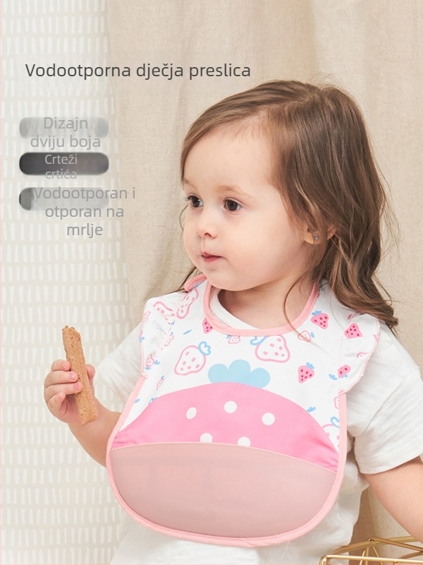 Dječji hranilni šal – vodootporan i otporan na prljavštinu, silikon za hranu, poliester, karikaturni uzorak, za dojenčad i malu djecu (0–3 godine)