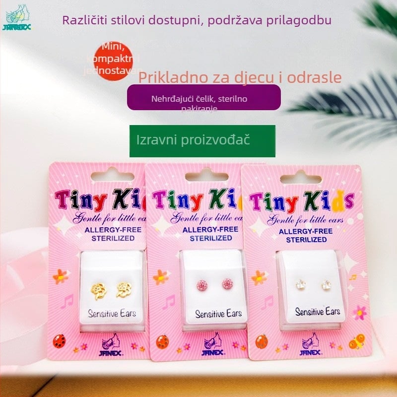 Naušnice od nehrđajućeg čelika, geometrijski oblik, 925 srebrni postovi, korejski stil, za djecu