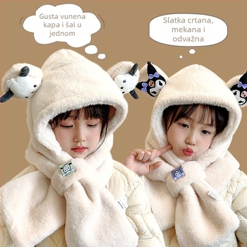 Dječja pletena kapa od kašmira, topla i otporna na vjetar, slatki crtani stil, zimska odjeća