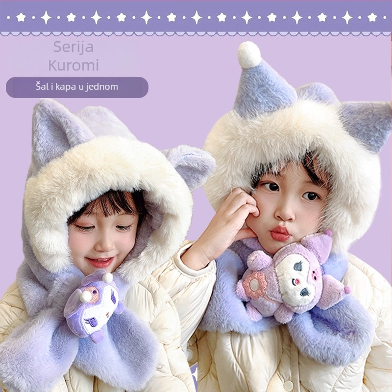 Dječja pletena kapa od kašmira, topla i otporna na vjetar, slatki crtani stil, zimska odjeća