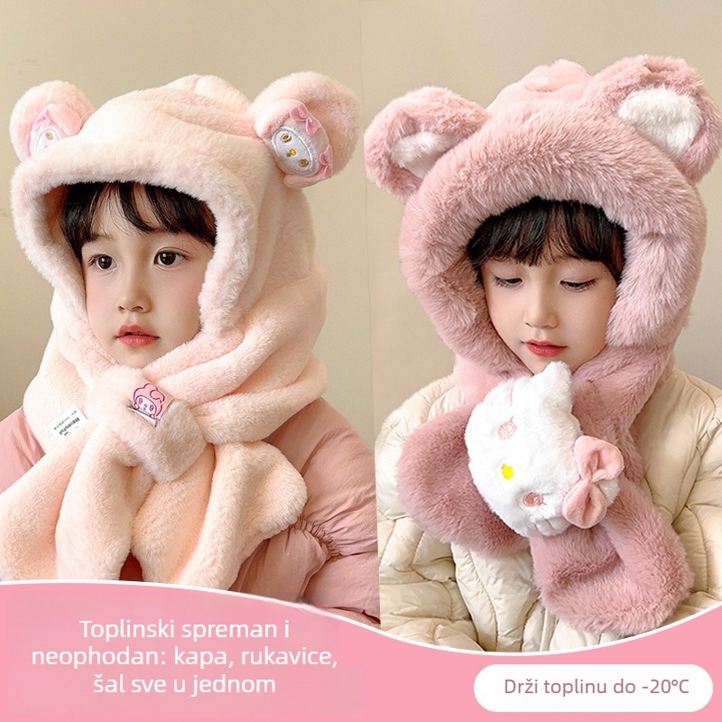 Dječja pletena kapa od kašmira, topla i otporna na vjetar, slatki crtani stil, zimska odjeća