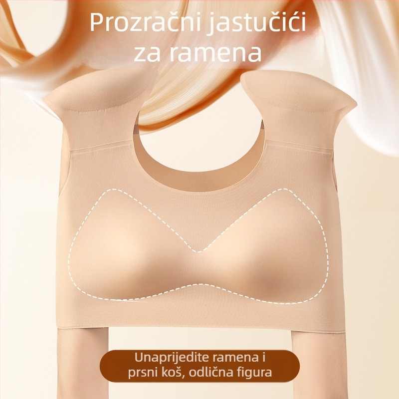 Bešavni grudnjak s push-upom i oblikovanjem leđa, košarice 3/4, oblikovane čaše (gornja tanak, donja debela), fiksne naramenice