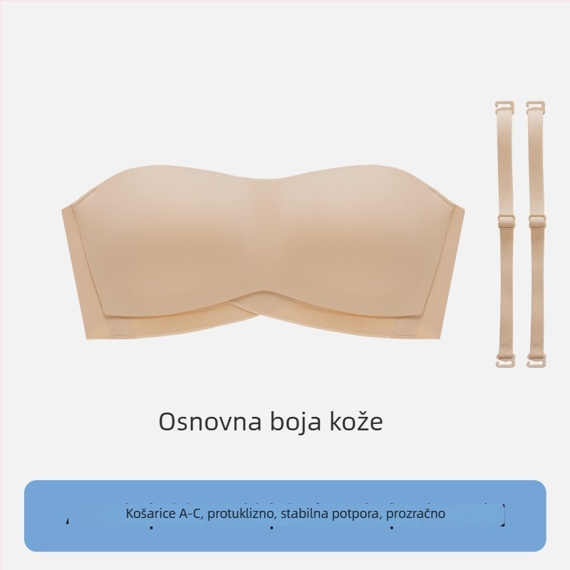 Sutien bandeau bez naramenica, nevidljivi za žene s malim grudima, push-up, protuklizni, halterneck
