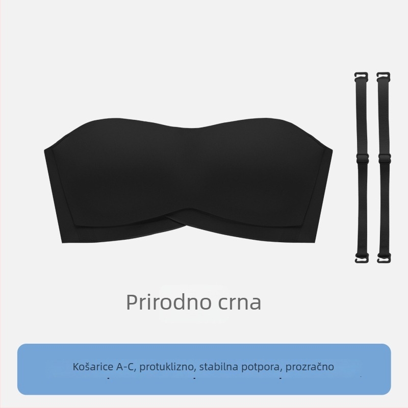 Sutien bandeau bez naramenica, nevidljivi za žene s malim grudima, push-up, protuklizni, halterneck