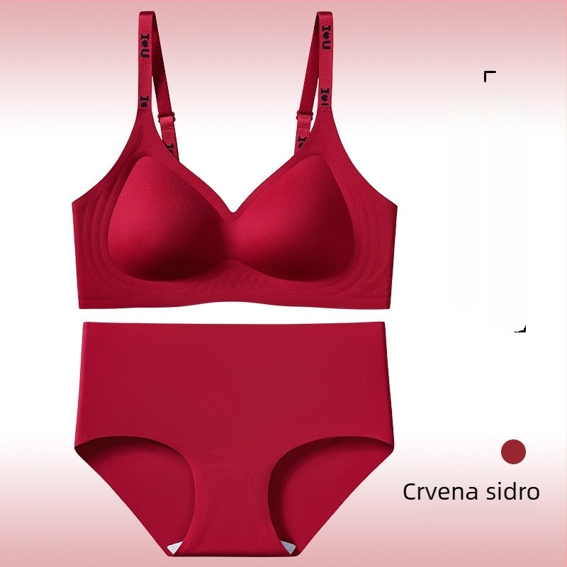 Crveni svadbeni set grudnjaka s bešivnim košaricama, 3/4 košarice, čvrste naramenice, najlon