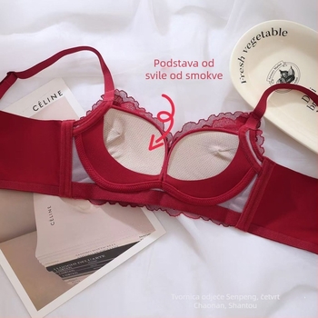 Cipkasti bezkostni grudnjak set, 3/4 košarica, podstava od svile mulberry, stražnje kopčanje s tri reda