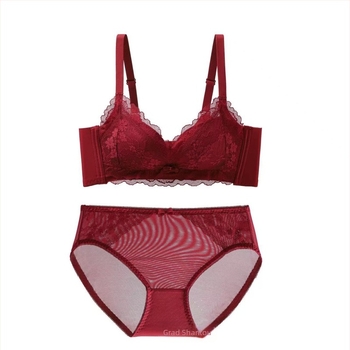 Cipkasti bezkostni grudnjak set, 3/4 košarica, podstava od svile mulberry, stražnje kopčanje s tri reda