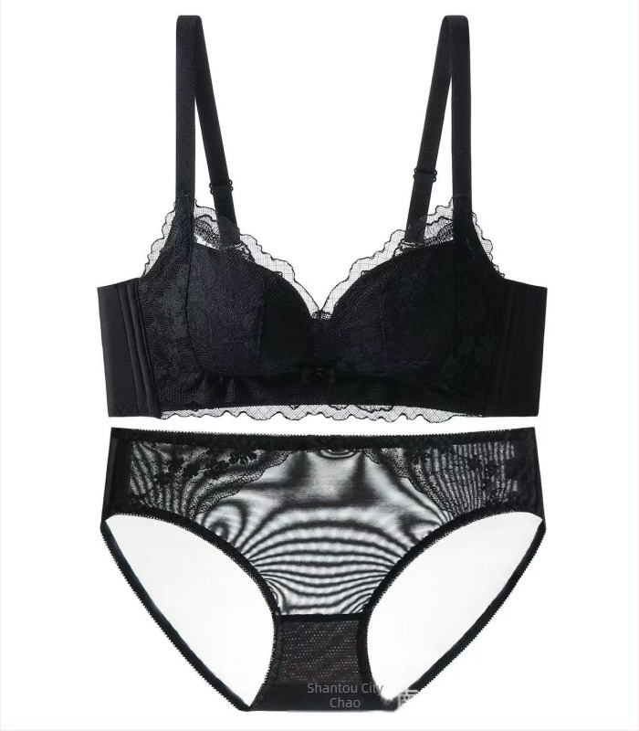 Cipkasti bezkostni grudnjak set, 3/4 košarica, podstava od svile mulberry, stražnje kopčanje s tri reda