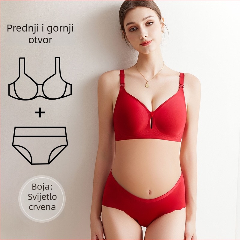Nylon set grudnjaka za dojenje, košarice 3/4, tanke oblikovane čašice, čvrste dvostruke naramenice, stražnje zatvaranje s četiri reda kopči