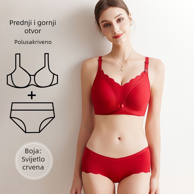 Nylon set grudnjaka za dojenje, košarice 3/4, tanke oblikovane čašice, čvrste dvostruke naramenice, stražnje zatvaranje s četiri reda kopči