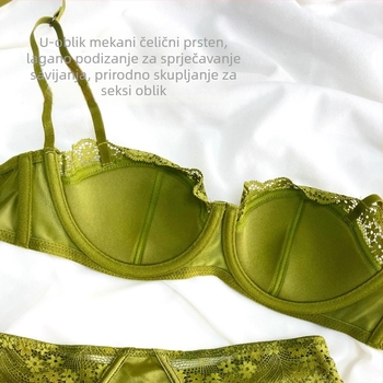 Sutien u francuskom stilu s čipkom i metalnim prstenom, košarica 1/2, tanko oblikovane čašice, push-up za male grudi