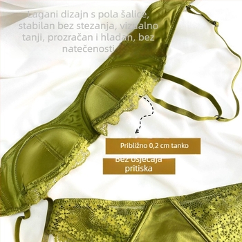 Sutien u francuskom stilu s čipkom i metalnim prstenom, košarica 1/2, tanko oblikovane čašice, push-up za male grudi