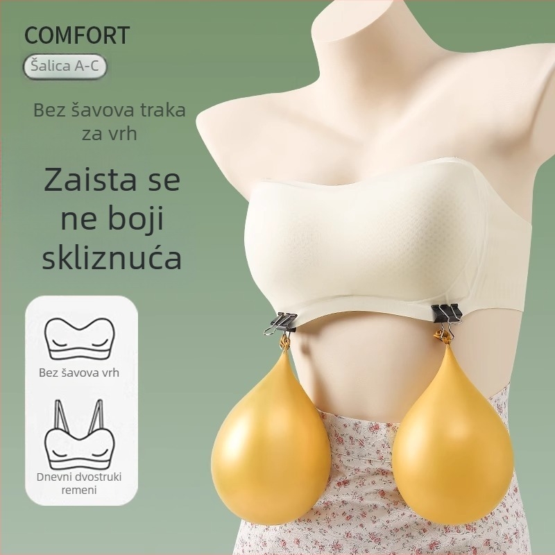 Mi Tingxuan Bezrameni grudnjak-tip camisole, najlon glavni materijal, podstava od spandeksa, puni košarica, srednji oblik košarice, stražnje zatvaranje s tri reda kukica