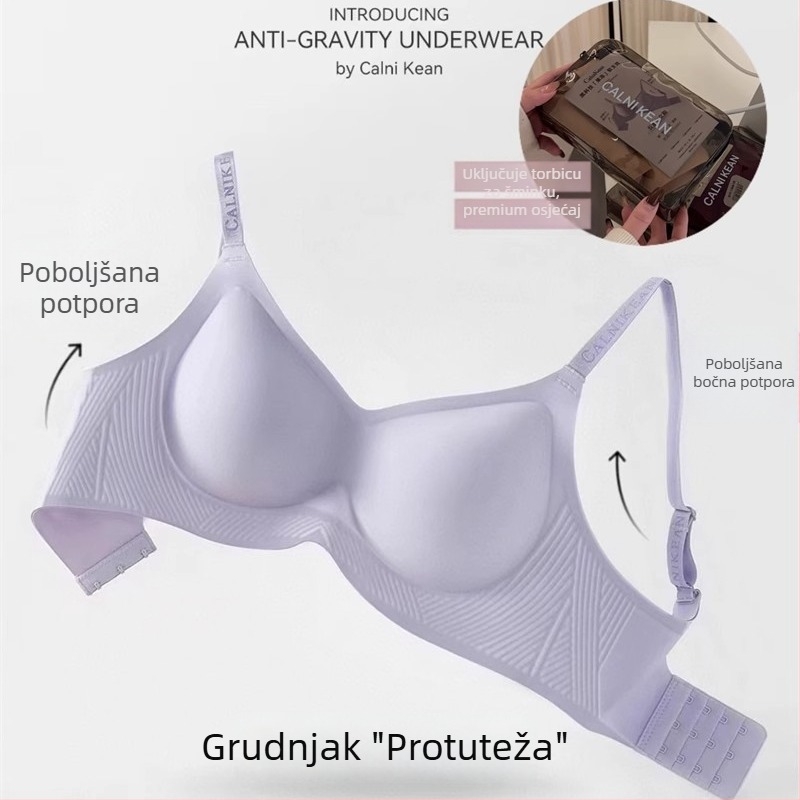 Bezšivni grudnjak s anti-gravitacijskim podizanjem, tanak dizajn za male grudi, push-up grudnjak s fiksnim košaricama