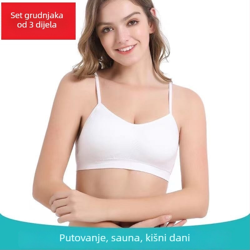 Jednokratno žensko donje rublje za putovanja s odvojivom jastučićem za prsni koš, bez žice, pamuk trokutaste gaćice
