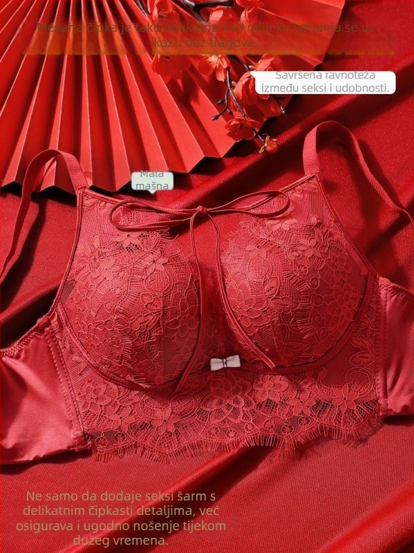 Push-Up set grudnjaka s križnim leđima i debelim kalupom košarica, 3/4 veličine košarica, najlon tkanina, stražnje tri redova kopči