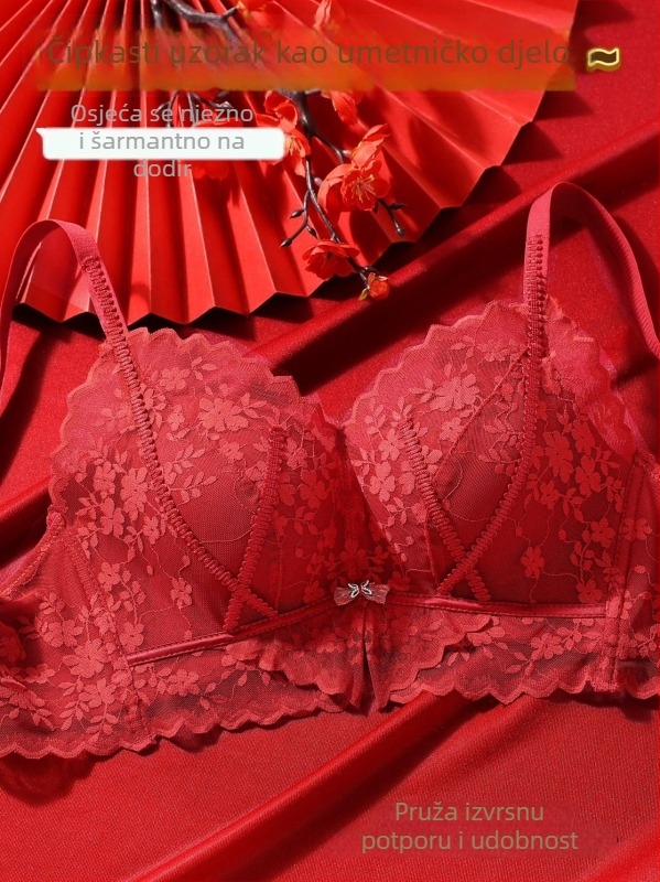 Push-Up set grudnjaka s križnim leđima i debelim kalupom košarica, 3/4 veličine košarica, najlon tkanina, stražnje tri redova kopči