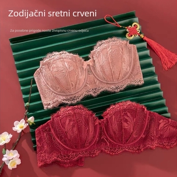 Nova crvena ženska donja odjeća – set za male grudi, push-up efekt, prozračan i udoban, mekan čelični prsten, francuska čipka, grudnjak za godinu rođenja