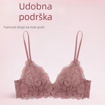 Čipkasti push-up grudnjak set s košaricama 3/4, bez žice, fiksne dvostruke naramenice, stražnje troredno kopčanje