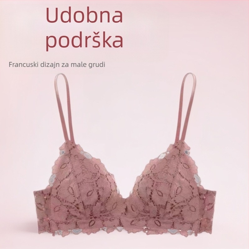 Čipkasti push-up grudnjak set s košaricama 3/4, bez žice, fiksne dvostruke naramenice, stražnje troredno kopčanje