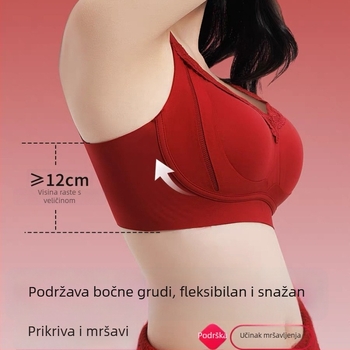 Crveni set donjeg rublja za žene u godini zodijaka, podiže i oblikuje grudi, vizualno čini grudi manjima, skuplja bočne tkivo, mekani potporni grudnjak bez žice