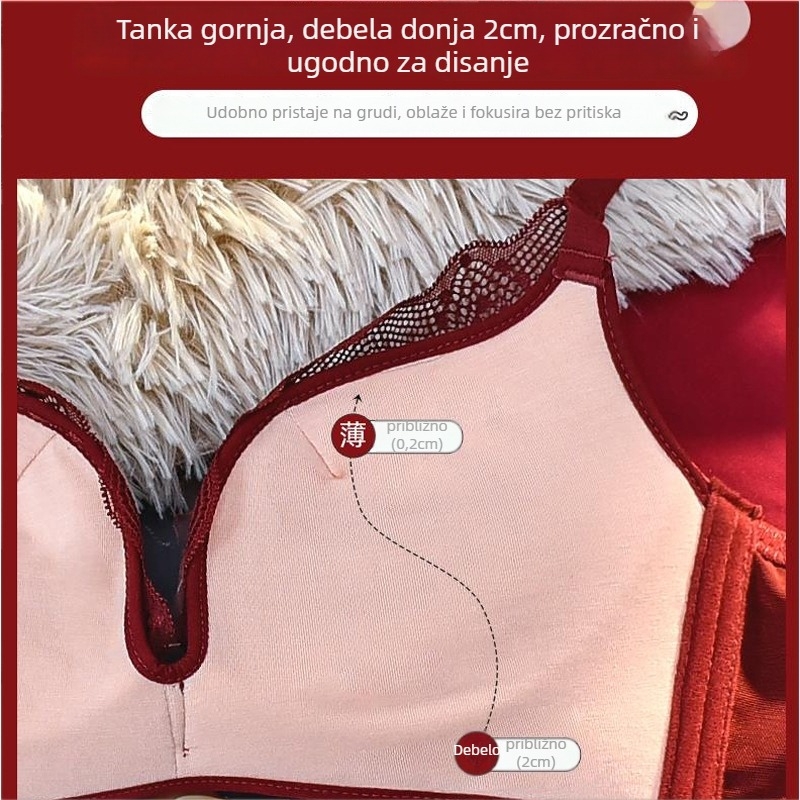 Set grudnjaka od čipke i saten s podesivim, bez žice, 3/4 košarica, prozračan, gornja podrška, stražnje zatvaranje s tri reda kukica, fiksirane dvostruke naramenice