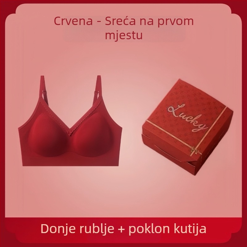 Crveni bešavni set donjeg rublja s podizanjem i bočnom podrškom dojki, udoban i nježan prema koži