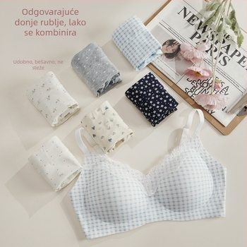 Čipkasti set grudnjaka i gaćica za žene, bez žice, bez šavova, podizanje i oblikovanje, bočno podizanje dojki