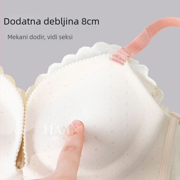 Ženski čipkasti set grudnjaka s 5 cm debelim push-upom, 3/4 košarice za zaobljeni dekolte