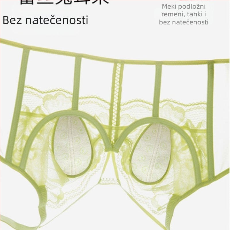 Pamukasti čipkasti grudnjak s push-up efektom, košarice 3/4, podesive dvostruke naramenice, stražnji zatvarač s četiri redova kukica