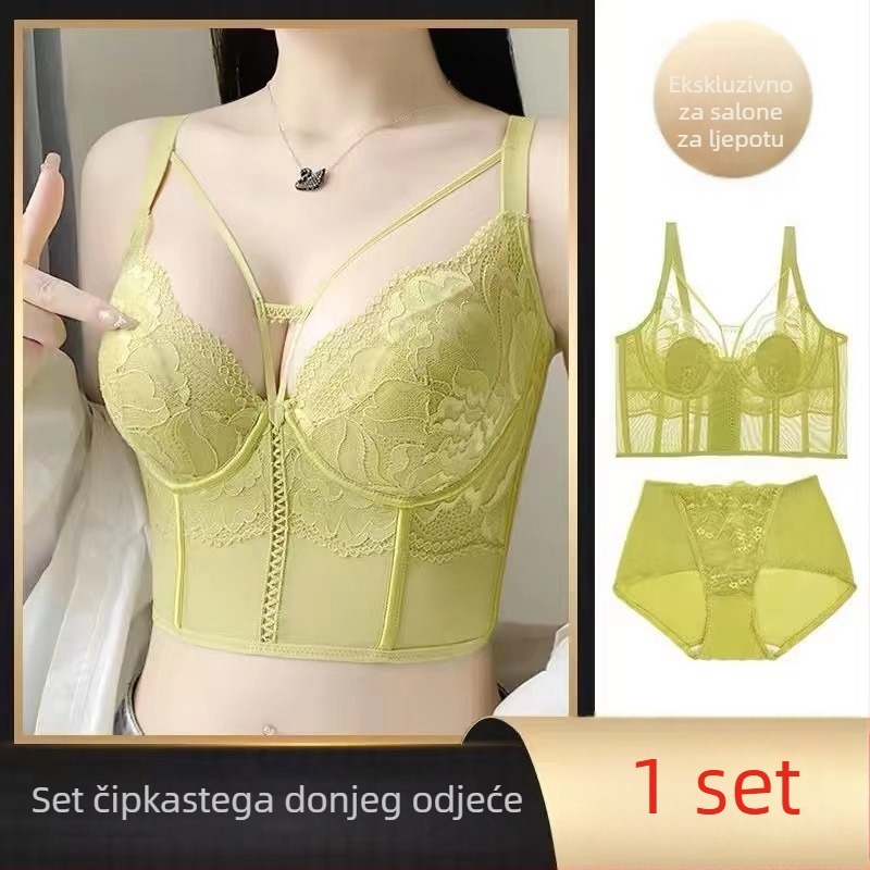 Pamukasti čipkasti grudnjak s push-up efektom, košarice 3/4, podesive dvostruke naramenice, stražnji zatvarač s četiri redova kukica